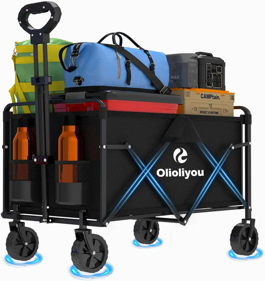 Collapsible Wagon Cart- 380LBS,Folding Beach Utility Wagon,Portable Utility Grocery Cart for Beach