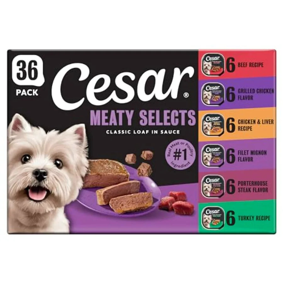 Wet Dog Food Classic Loaf in Sauce Grilled Chicken, Filet Mign, Porterhouse Steak, Beef, Chicken and Liver, and Turkey 3.5 oz.
