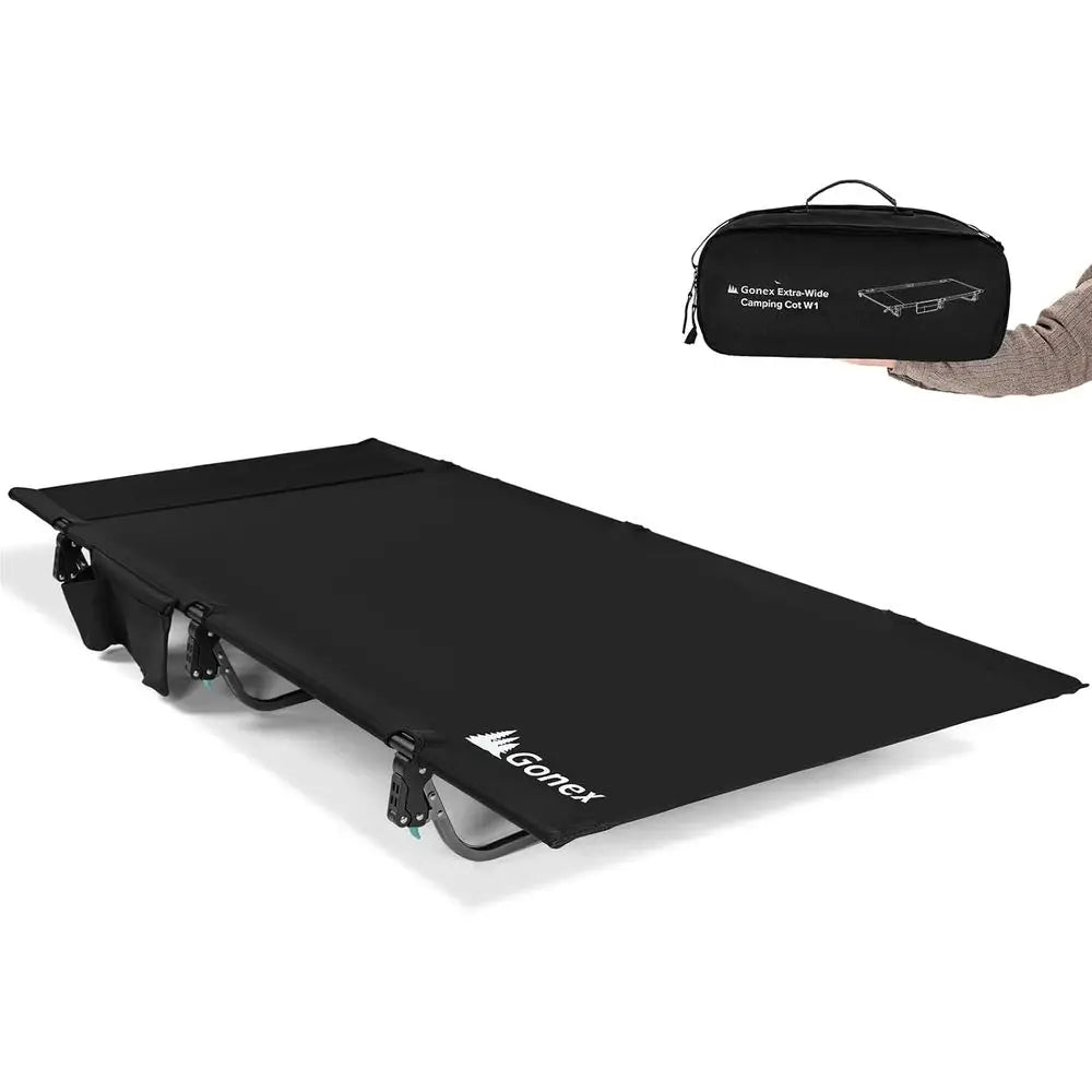 Ultralight Portable Camping Cot for Adults, Supports Up to 350lbs, Ideal for Travel, Beach, and Home Use (Black)