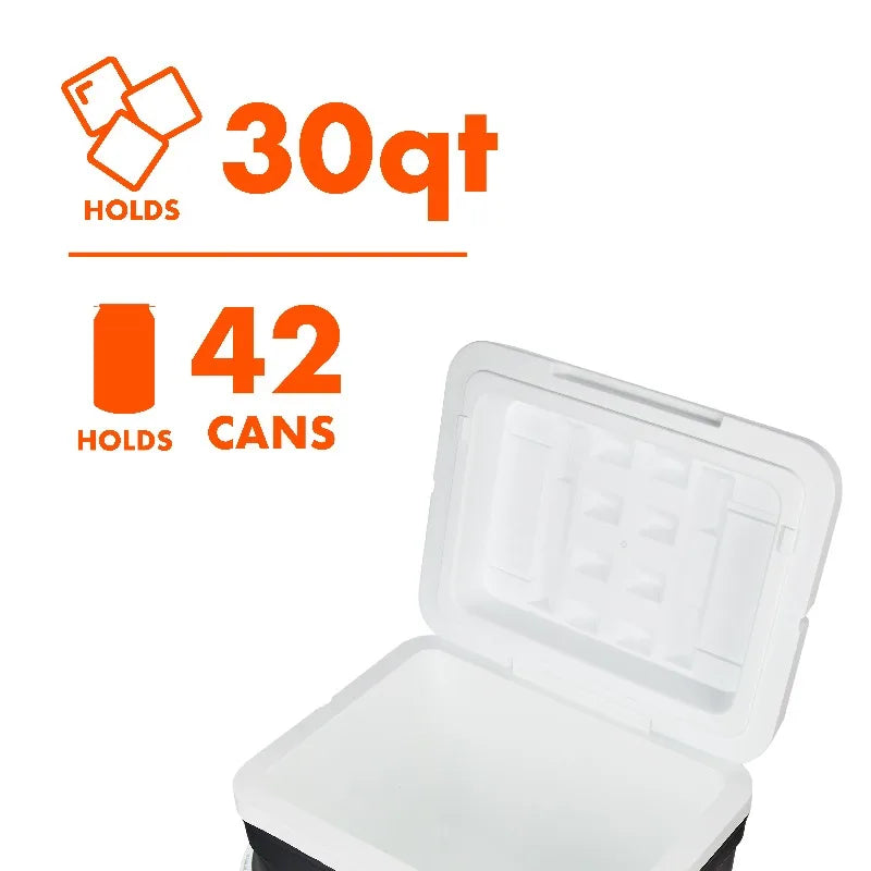30 qt 42-Can Hard-Sided Cooler, Gray