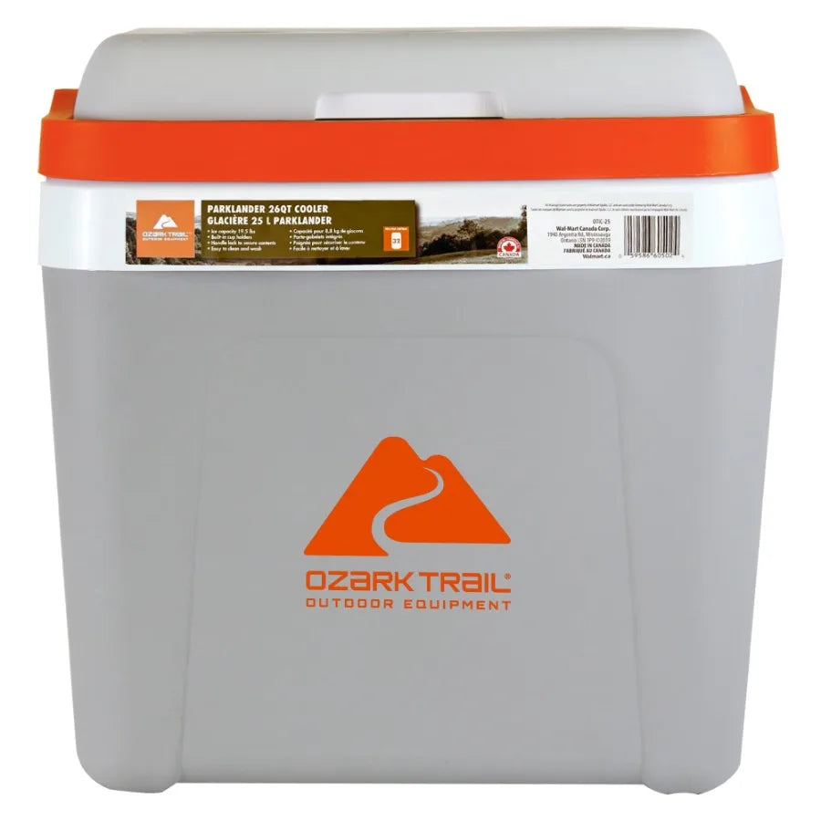 Ice Chest, 25L 26 QT Cooler for Outdoor Camping and Tailgating, Rotomolded Polyethylene, Black, Crush-Proof