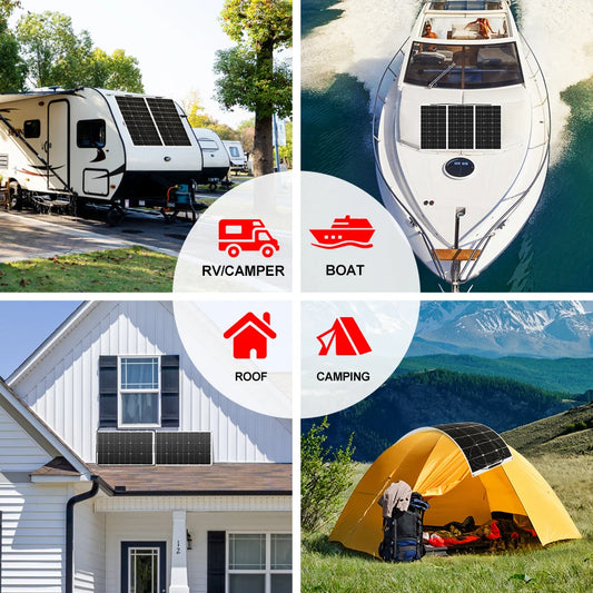 100W Set 200W Set 400W Set 18V Flexible Solar Panel Waterproof Monocrystalline Camping  12V Battery Charging
