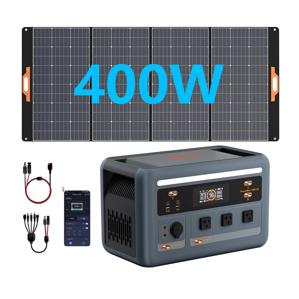 1024Wh LiFePO4 Portable Power Station 1800W Continuous 3600W Surge 1H Fast Charge UPS Solar Generator APP Control for Home Hurricane Camping RV（PowerMax 1800）