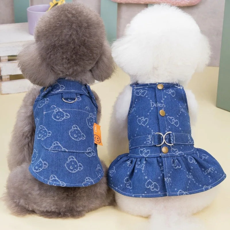 Dog Dress Harness Puppy Summer Clothes for Small Medium Dogs Chihuahua French Bulldog Walking Chest Strap Vest With D-Ring