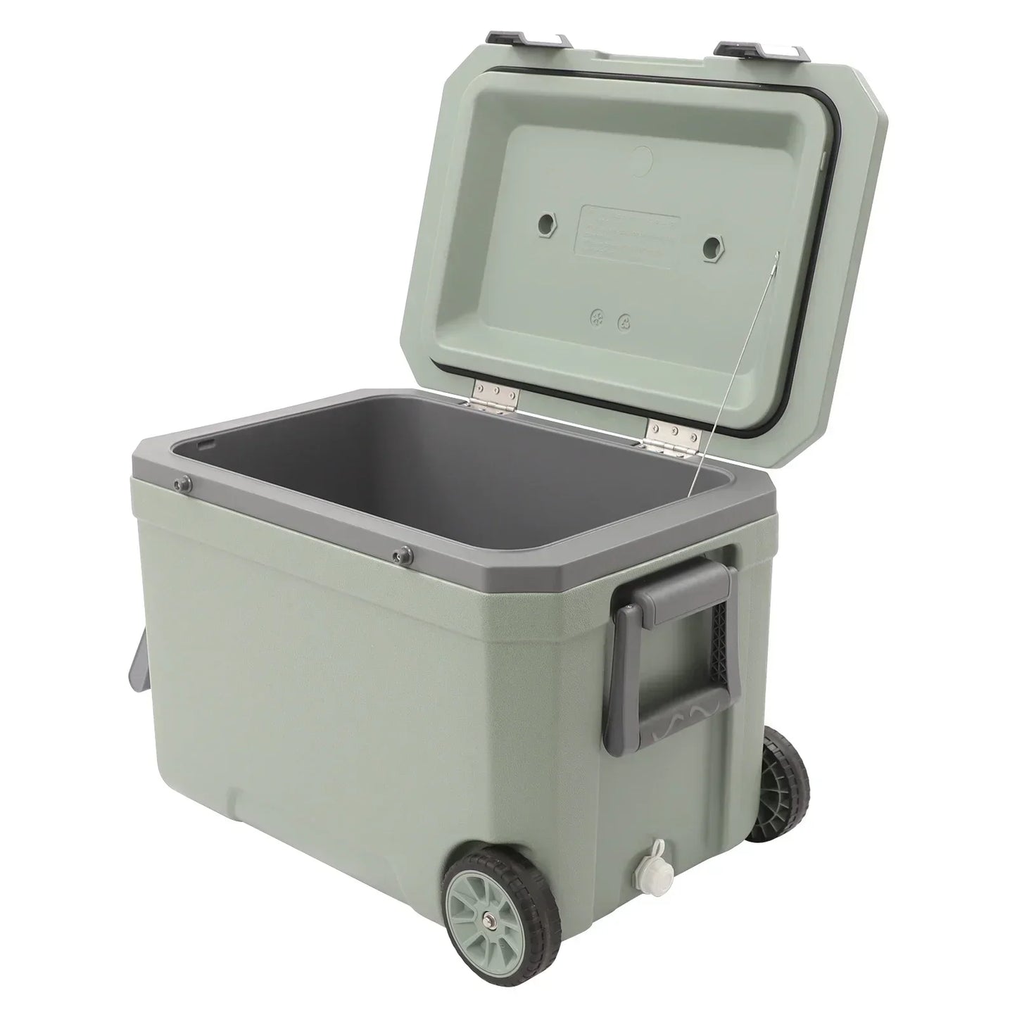 47.5 QT Insulated Hard Cooler with Wheels Portable Ice Chest Box, Wheeled Cooler Drybox Cooler with Handle for Camping, Boating