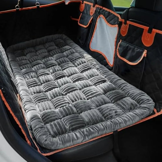 Backseat Pet Bed Mat, Dog Bed for Car, Fuzzy Dog Seat Cover for Car Back Seat Non-Slip Travel Pet Mat Fit for Backseat Extenders