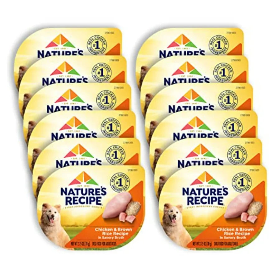 Wet Dog Food, Chicken in Broth Recipe, 2.75 Ounce Cup Pack of 12 Packages