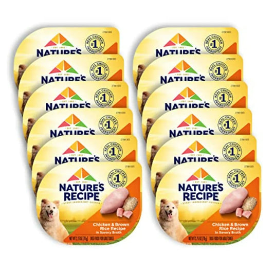 Wet Dog Food, Chicken in Broth Recipe, 2.75 Ounce Cup Pack of 12 Packages