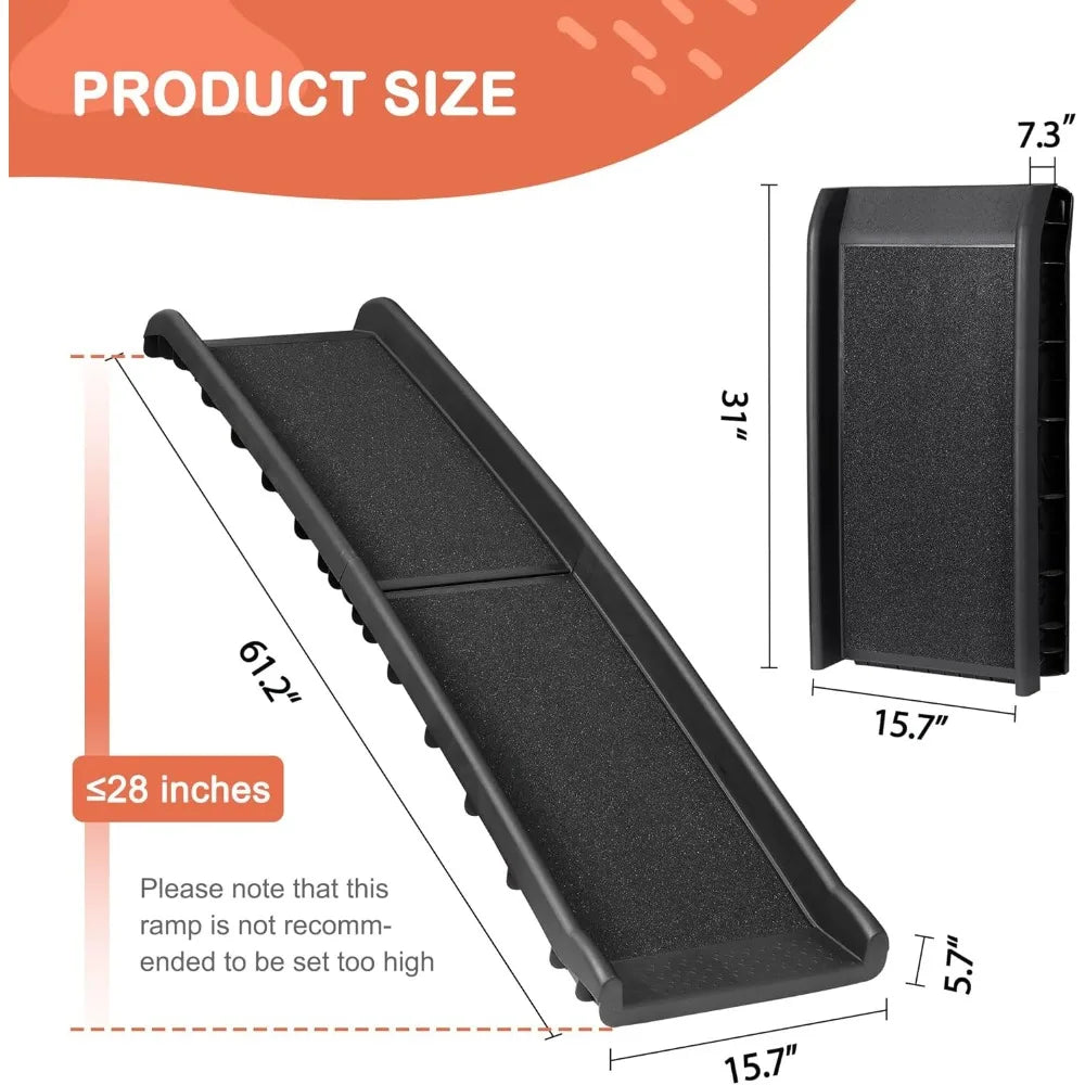 Folding Dog Ramp for Car, Truck, SUVs 62" Pet Ramp for Large Dogs Non Slip with Raised Siderails