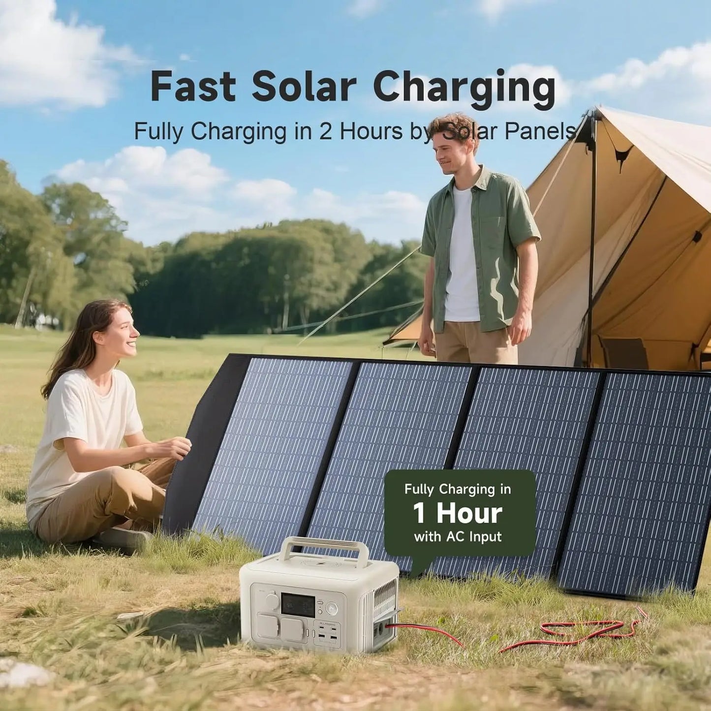 R600 Portable Power Station 600W 299Wh LiFePO4 Solar Generator UPS Battery Backup MPPT & 100W Solar Panel for Camping