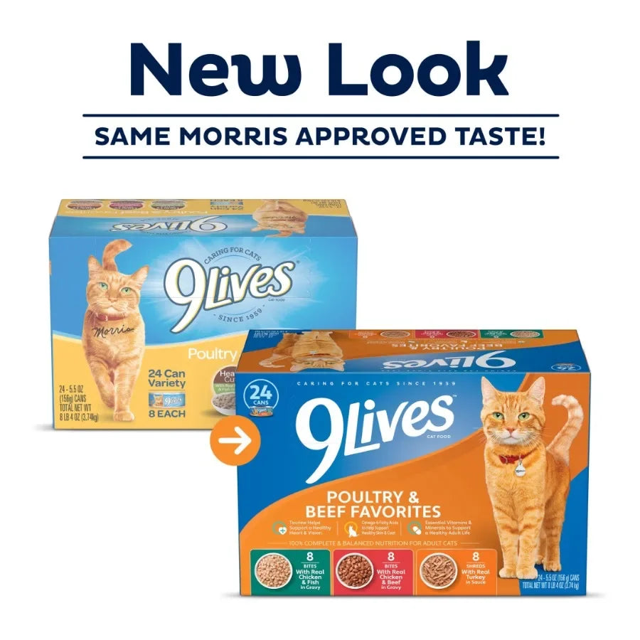 Poultry and Beef Favorites Wet Cat Food Variety Pack, 5.5 oz. Cans Pack of 24