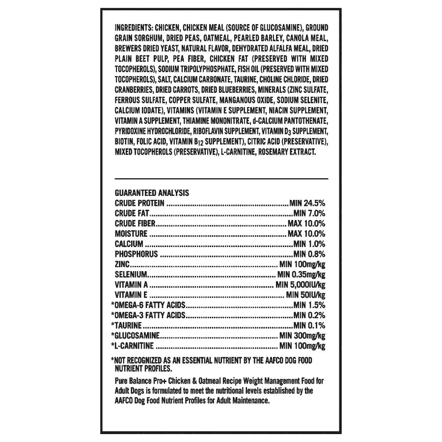 Pro+ Weight Management Chicken and Oatmeal Recipe Dry Dog Food, 8 lbs