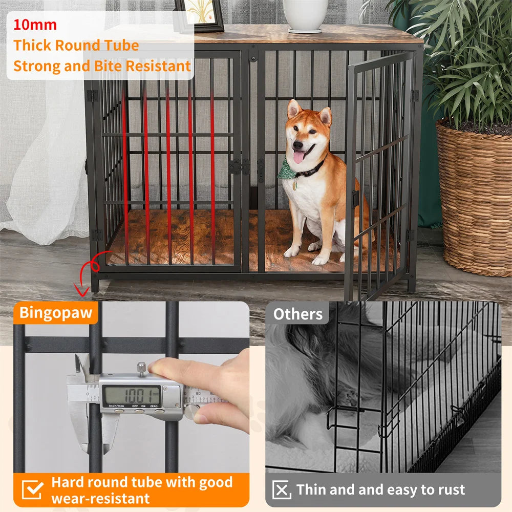 1 Pcs Ultra Thick Dog Crate Cage Pet Dog Puppy Kennel with Removable Divider and 4 Doors for 2 Small Dogs or 1 Medium Large Dog