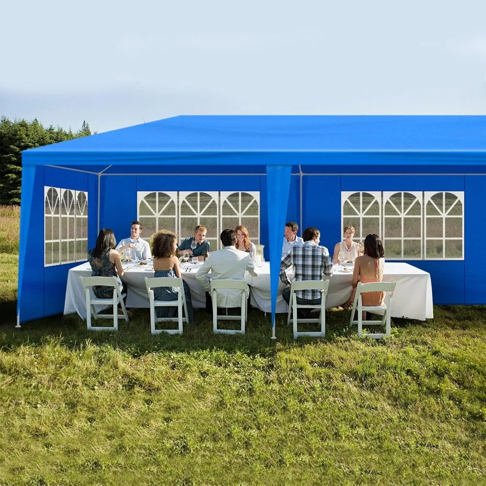 10 * 30 FT Party Tent with 8 Removable Sidewalls and 2 Doors, Outdoor Gazebo Wedding Patio Camping Carport Canopy Shade Canopy