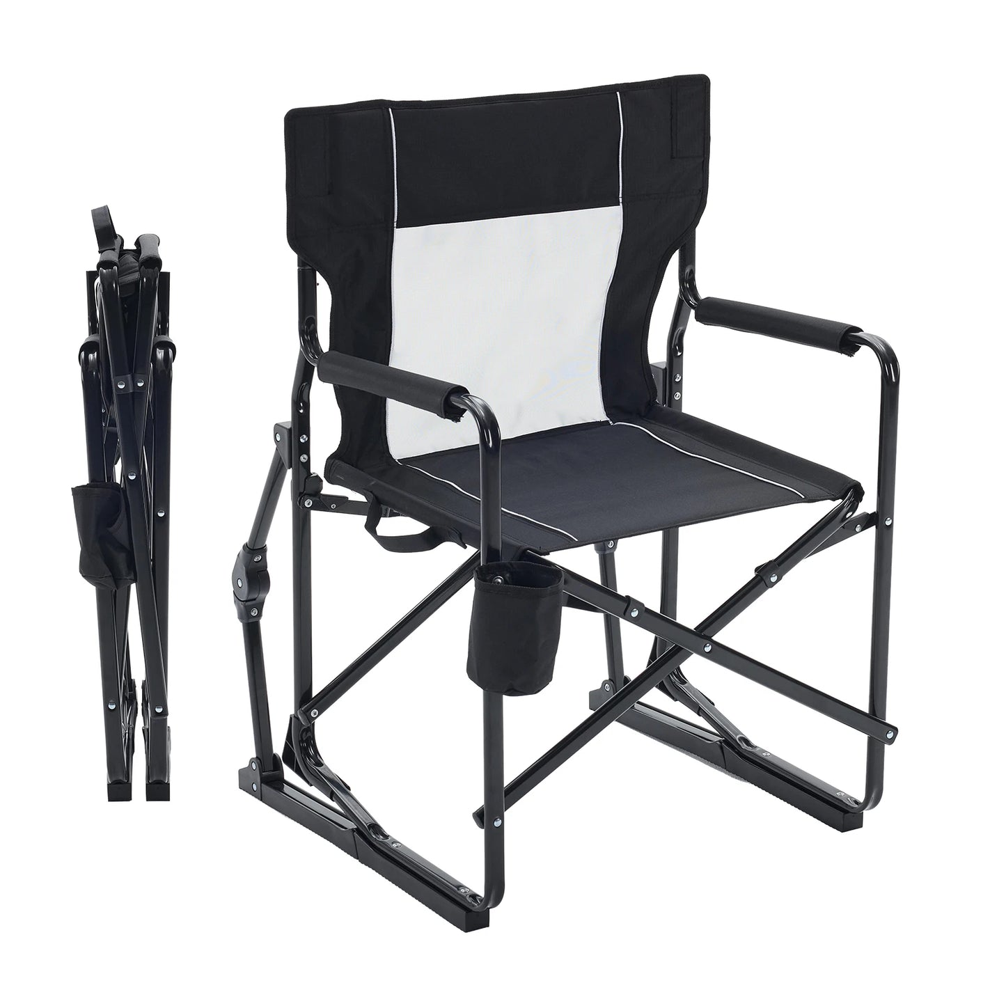 Outdoor Folding Portable Camping Chair Mesh Back Waterproof Armrests Camping Lawn Chair with Sturdy Frame Foldable Seat for Patio Beach Camping