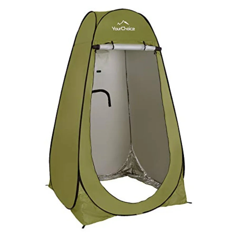Pop-Up Privacy Shower Tent 3.9 x 3.9 x 6.2FT Portable Camping Changing Room Instant Setup Outdoor Shelter with Silver Coating