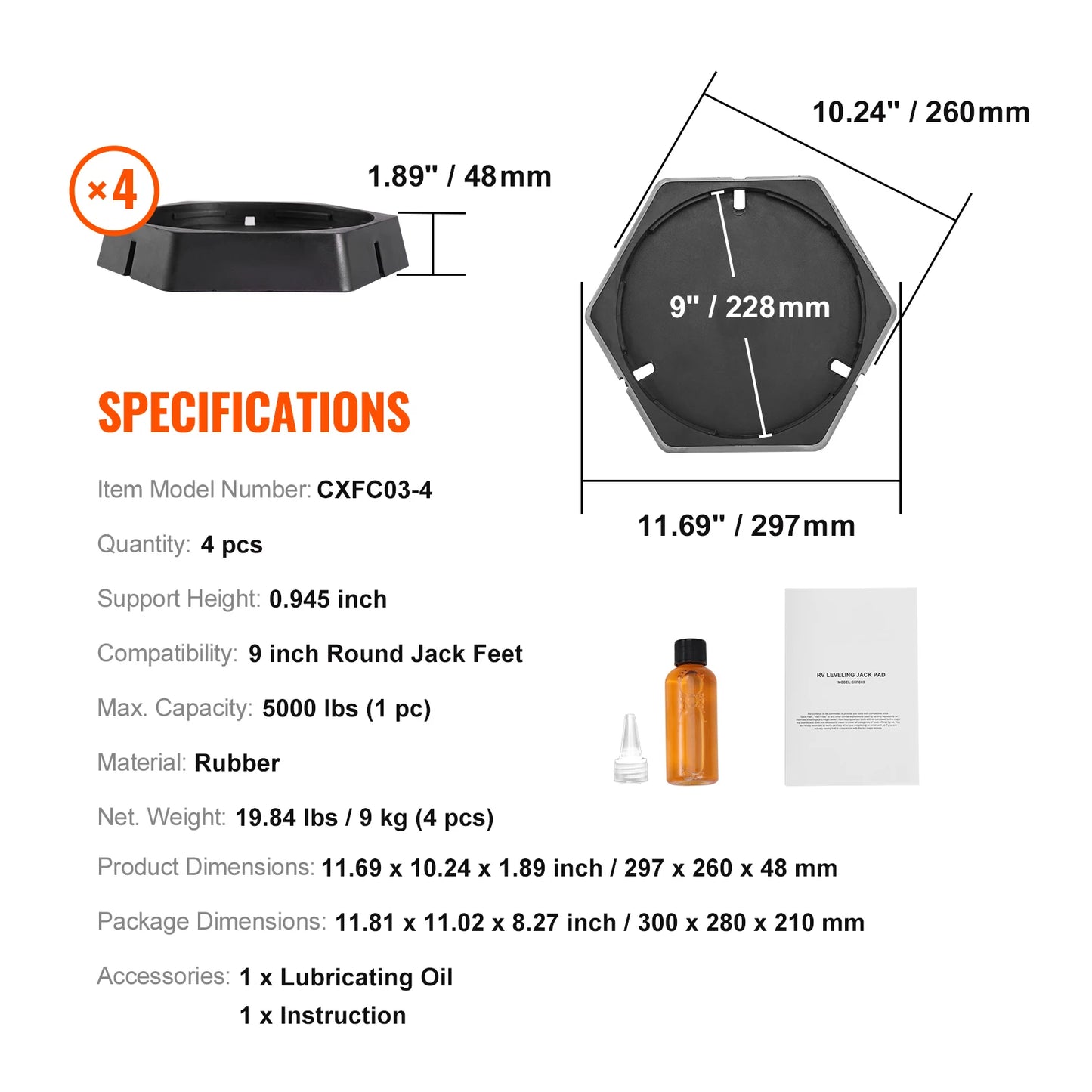 RV Leveling Pads Round Landing Feet Permanent Attached Jack Stabilizers Rubber Travel Trailers Class A/C Motorhome