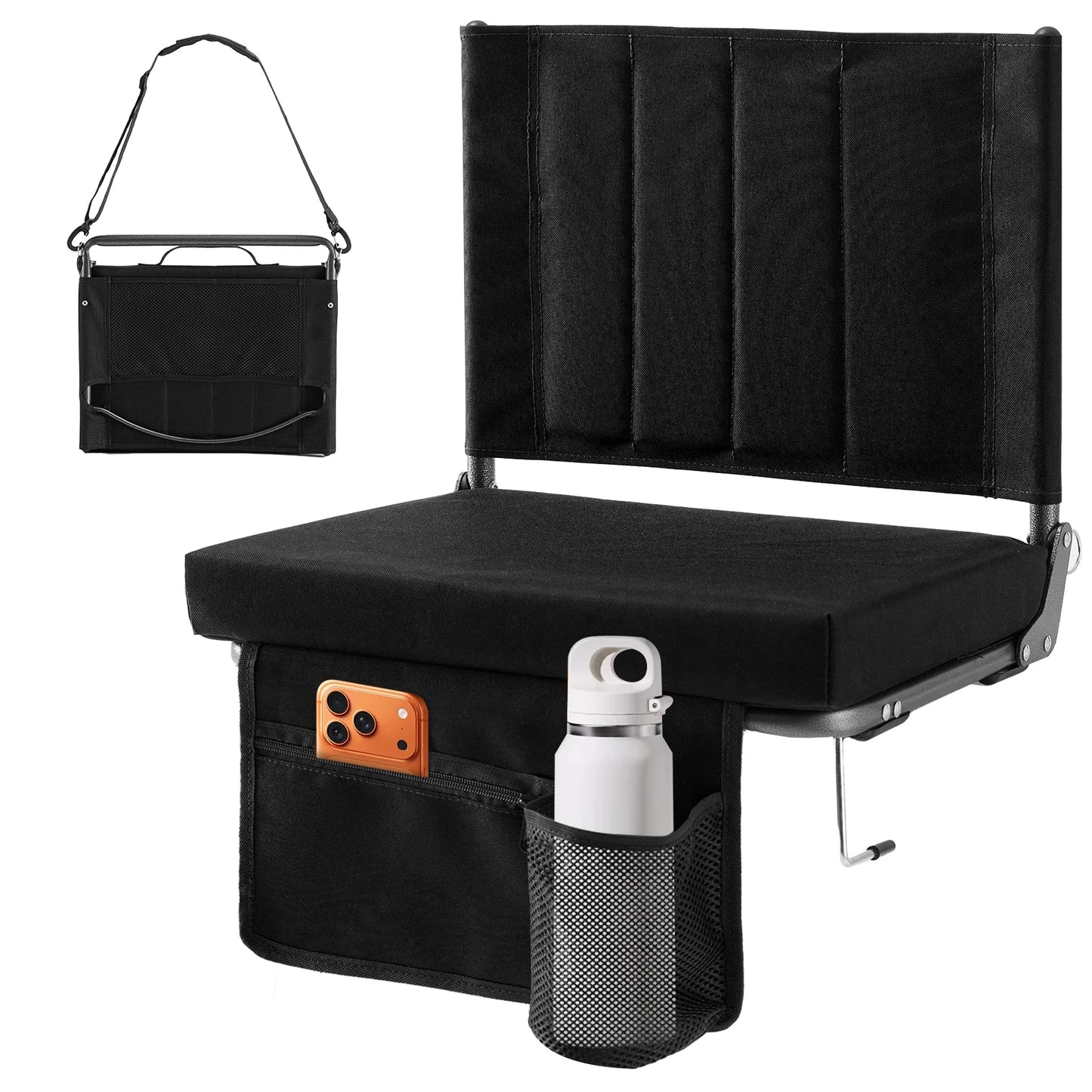Outdoor Foldable Seat with Back Support Wide Portable Lightweight Chairs with 3.15" Thick Padded Comfortable Seat For Picnic