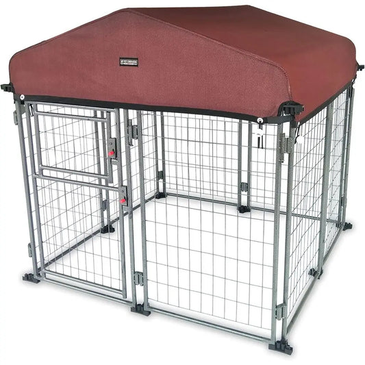 My Pet Companion Dog Kennel with Roof Cover (4.5’) - Weather Resistant / Covered / Heavy Duty / Outdoor / Winter Welded Wire Pet Kennel