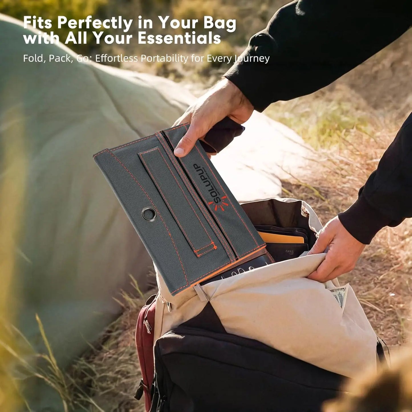 Solar Charger Power Bank 10000mAh, 30W Foldable Portable Solar Panel with Fast Charging, IPX5 Waterproof for Camping Outdoor Use
