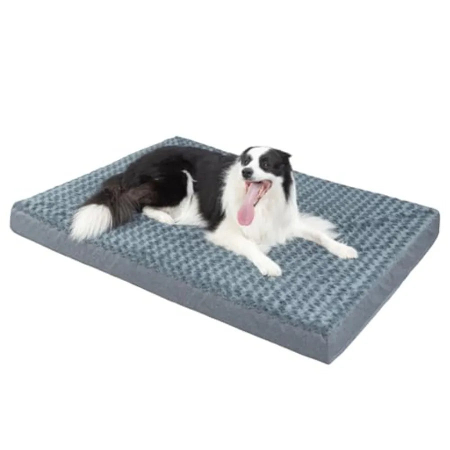 Dog Bed for Crate 1.1" Cooing Pad Reveribe Fanne and Waterproof Canvas for XXX Dog up to 130 b Fit 54" x 33" Basic Crate