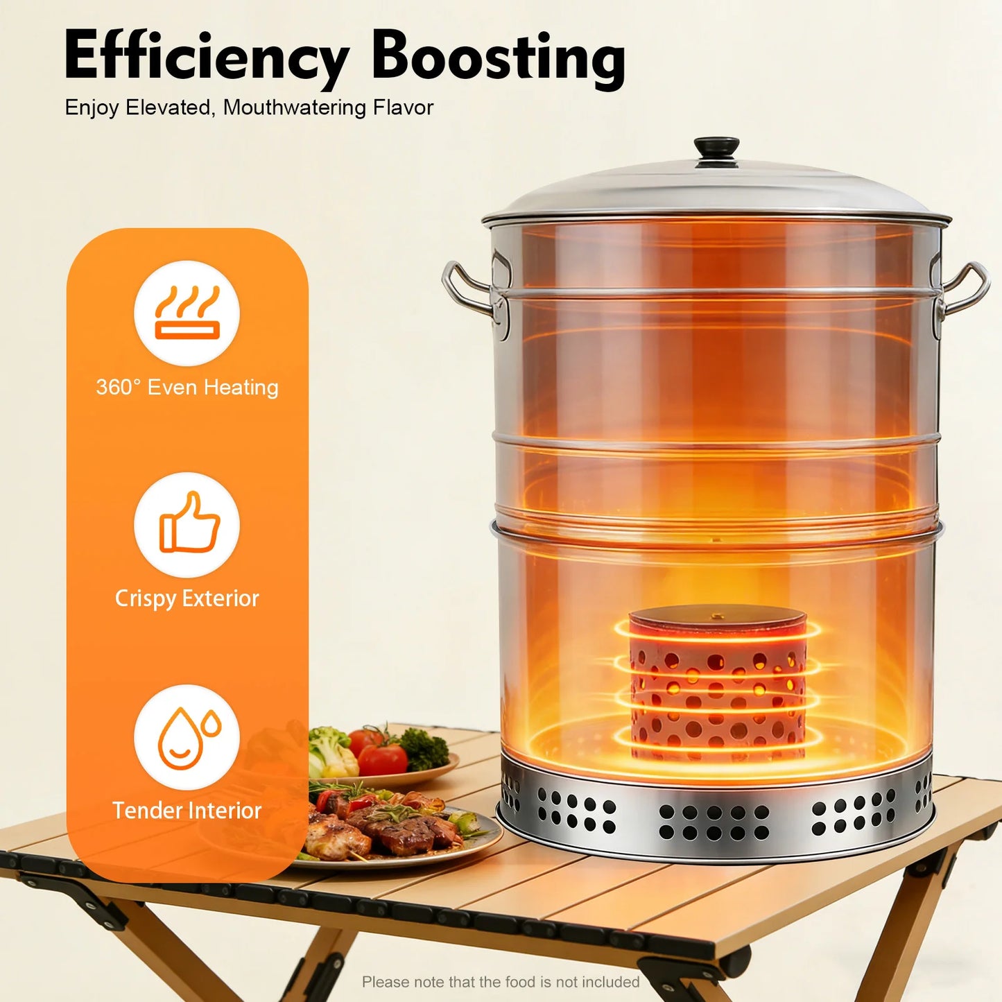 Portable Charcoal Barbecue Grill – 201 Stainless Steel – 16.14"x25.98" – 360° All-Round Grilling – Oil-Carbon Separation – 50 Skewers – Vertical Hanging + Grill Net – Fire Pit – for Camping Party Backyard