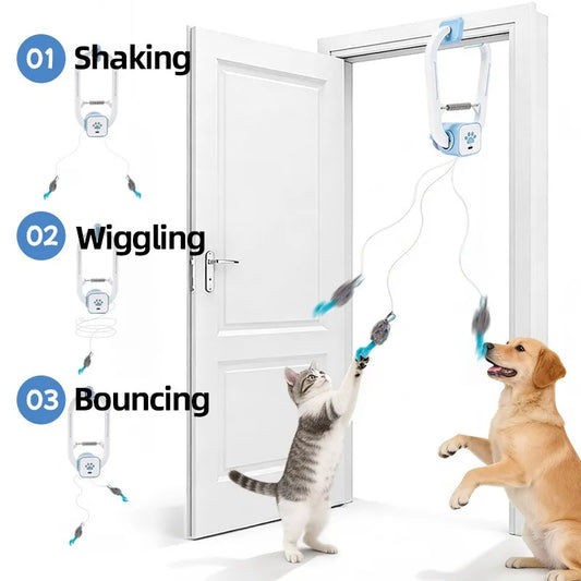 Self-Playing Cat Toy, Automatic Retractable Door Hanging Teaser for Indoor Cats, Boredom Buster Exercise Toy