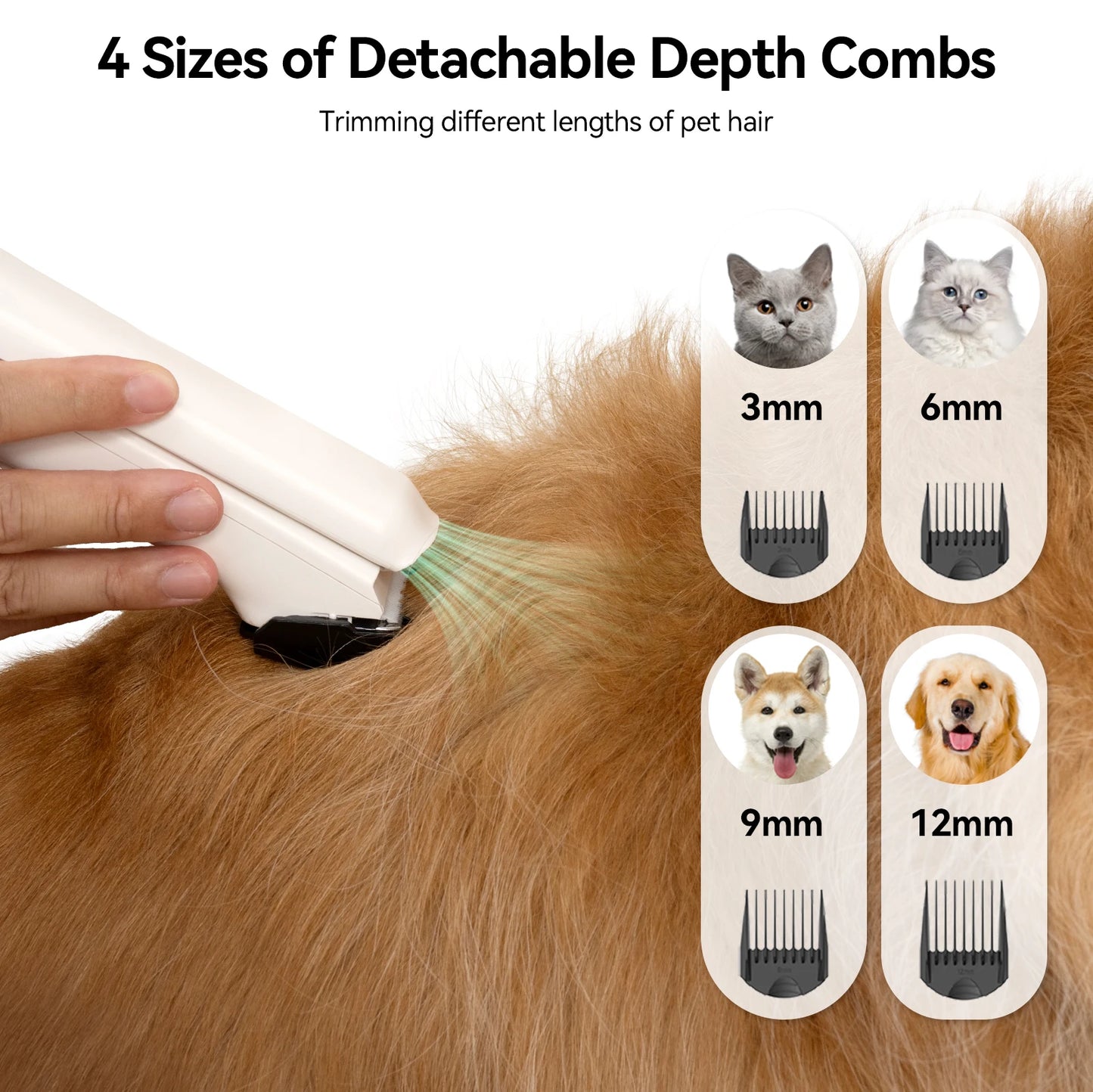 Vacuum Cleaner & Hair Dryer 15kpa, Pet Grooming Set Adjustable Speed and Temperature, 5 Proven Care Tools Dog Clipper