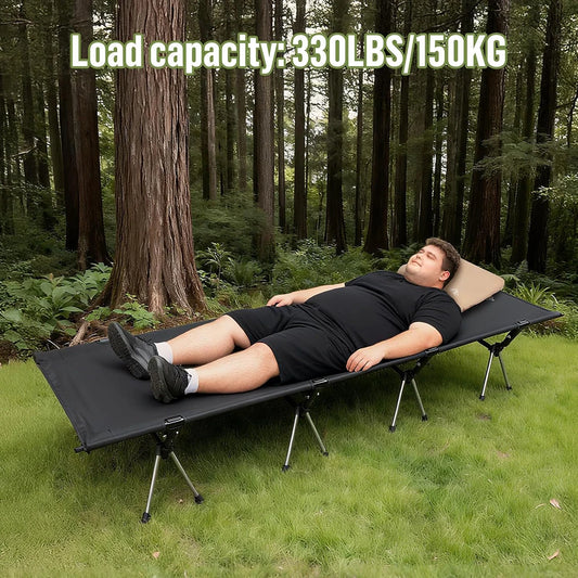 Camping Cot Bed - Portable Folding Sleeping Cots for Adults 1-Person Outdoor Elevated Off-Ground Beds Easy Set-Up