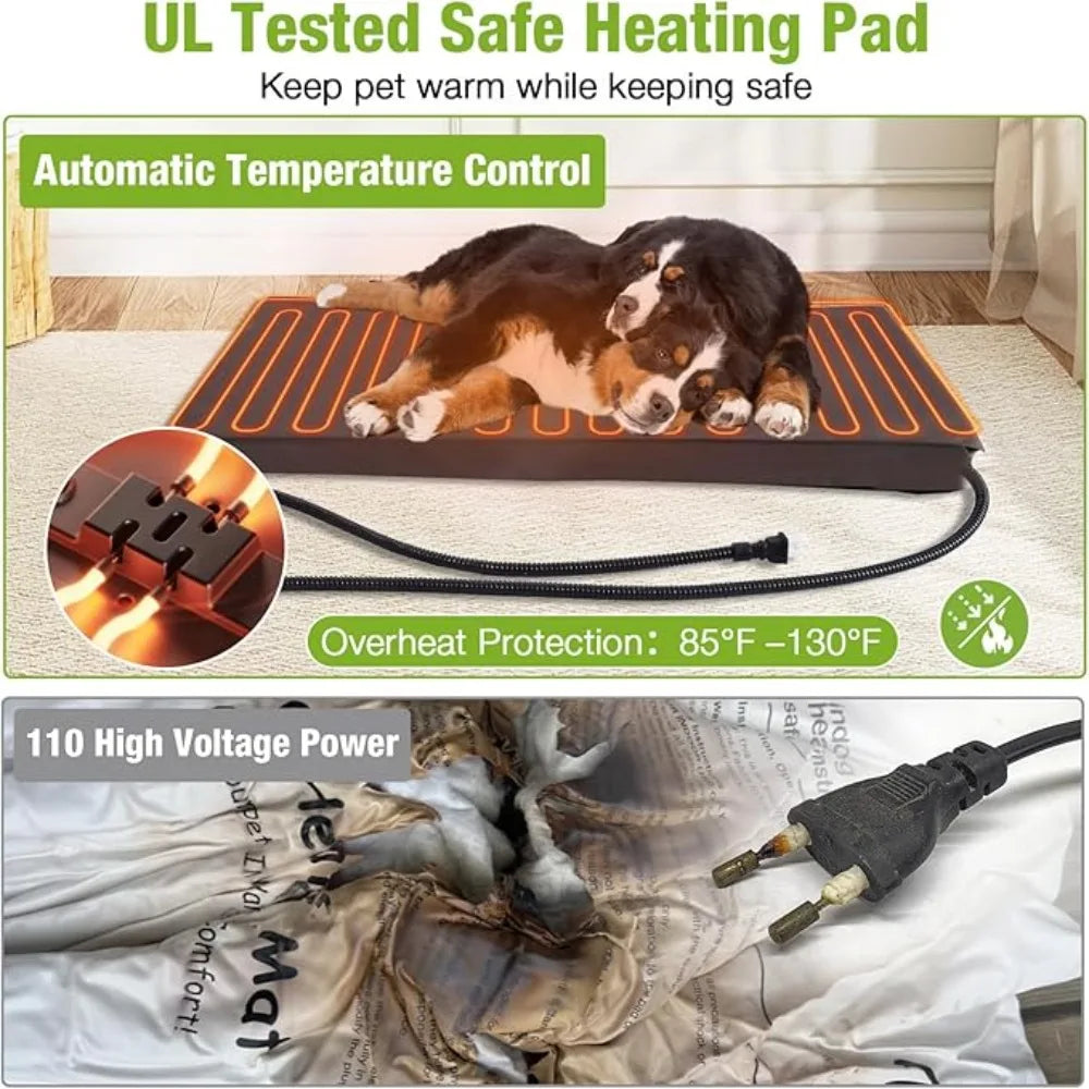 Dog House Outdoor Dog Kennel with Safe Heated Pad, Chew-Proof Metal Frame and Insulated Liner for Small to Medium Dogs, 44.6" L