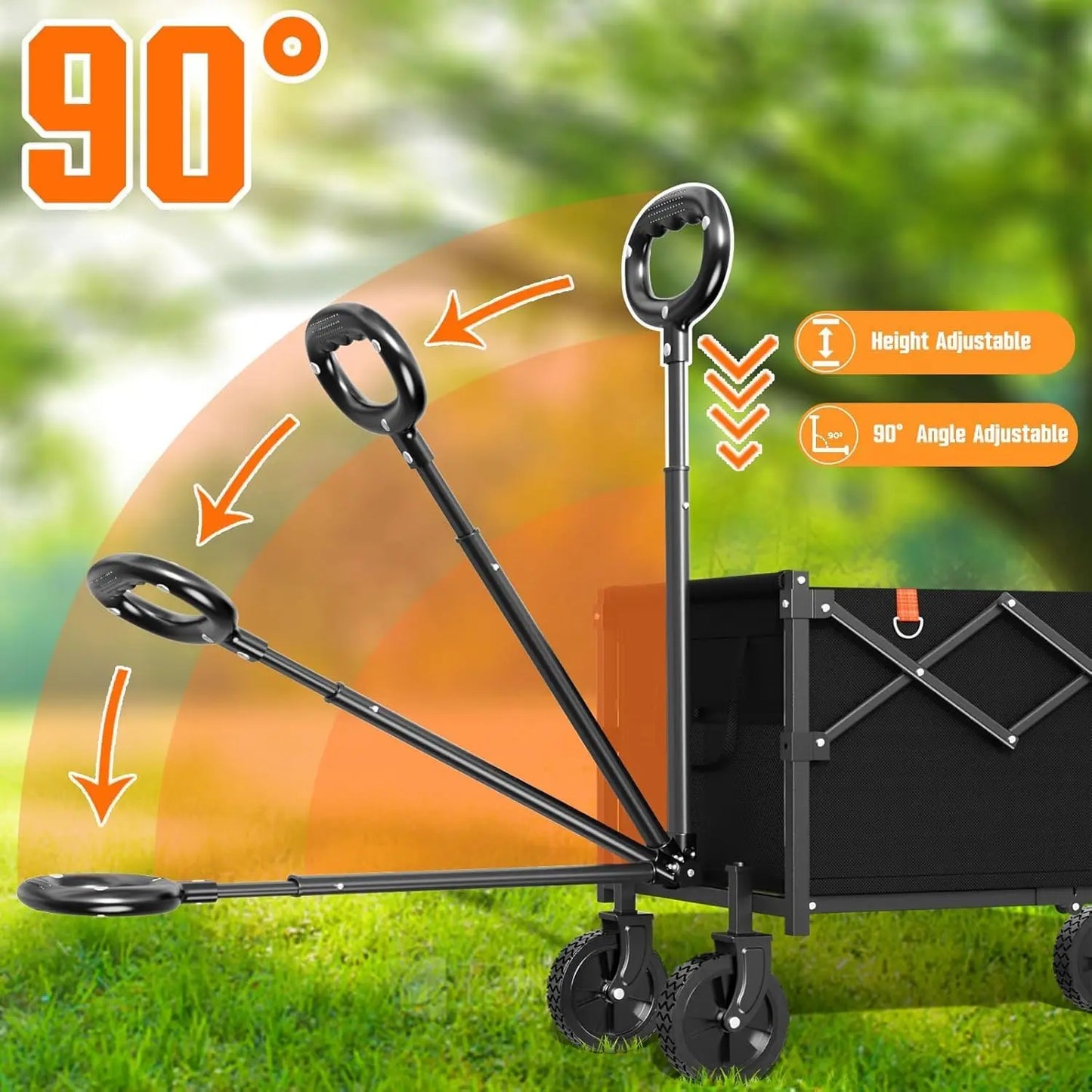 Wagons Carts Foldable, Lightweight Portable Utility Shopping Cart with Wheels, Folding Grocery Wagon