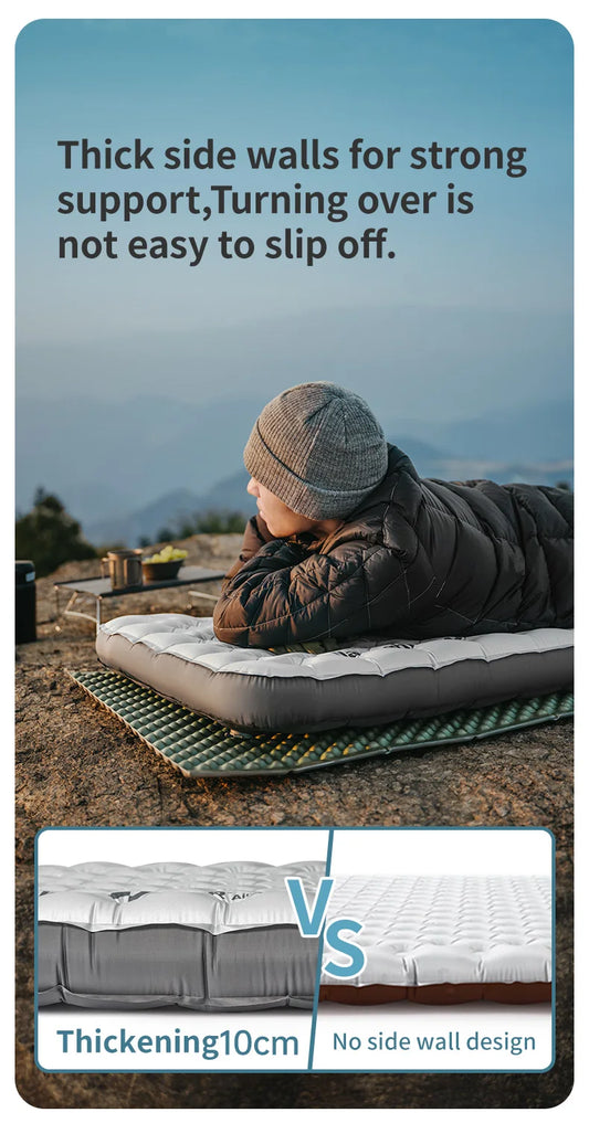 R6.5 Air Mattress 10cm Thickened Ultralight Sleeping Pad for Camping Hiking Warm Portable Outdoor Inflatable Mattress