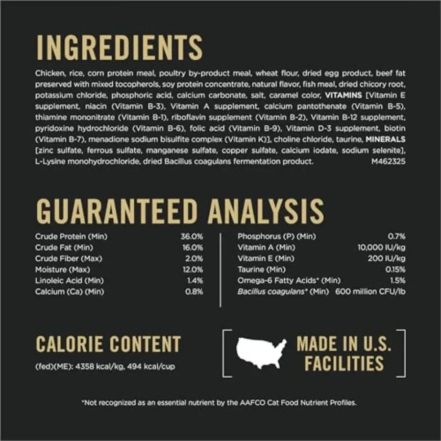 High Protein Cat Food With Probiotics for Cats, Chicken and Rice Formula - 7 lb. Bag
