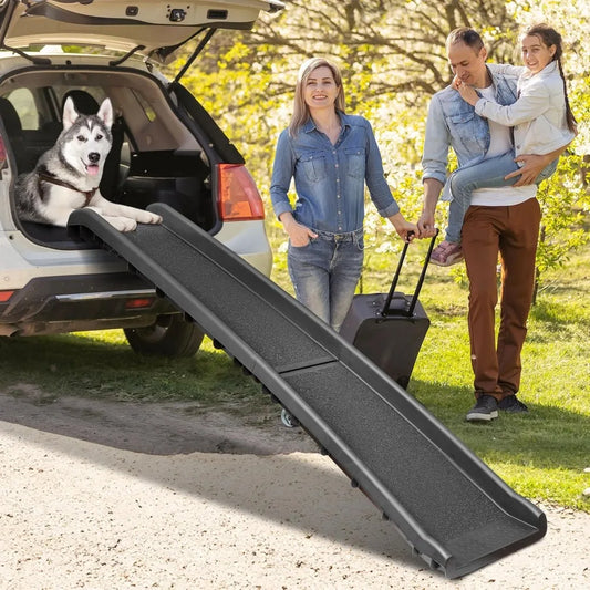 Folding Dog Ramp for Car, Truck, SUVs 62" Pet Ramp for Large Dogs Non Slip with Raised Siderails
