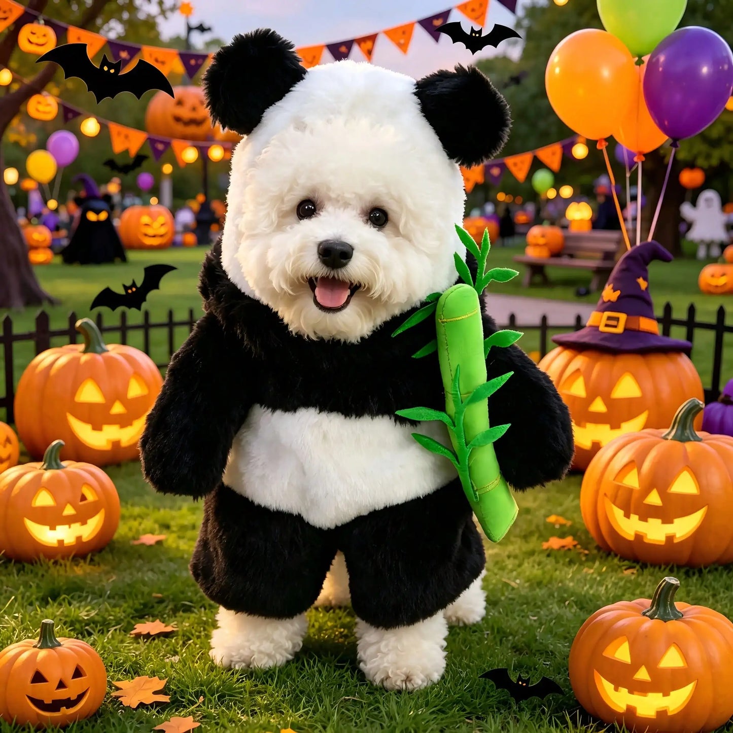 Halloween Cute Dog Panda Transformation Costume Set, With A Complete Panda Head Mask, Fun Cosplay Outfit