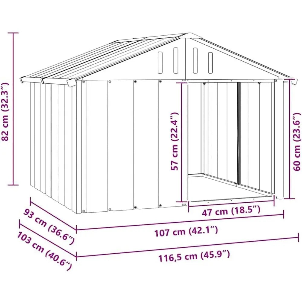 Dog House, Outdoor Pet Kennel with Weatherproof Roof, Durable Outdoor Puppy Shelter Kennel or Pet, Anthracite Galvanized Steel
