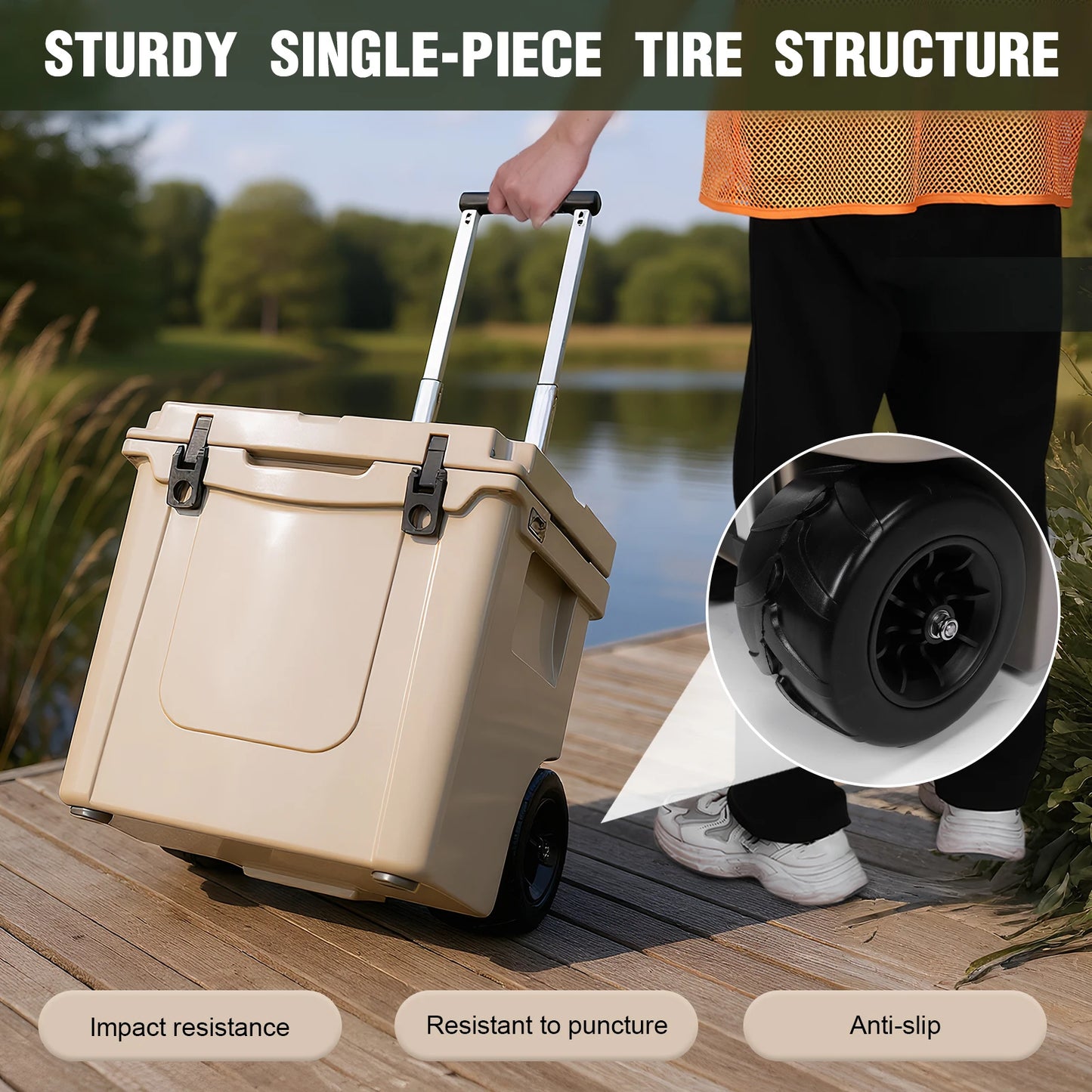 5L Insulated Ultra-Light Wheeled Hard Cooler with Wheels and Handle with Leak-Proof Tight Latches for Beach Camping Picnics More