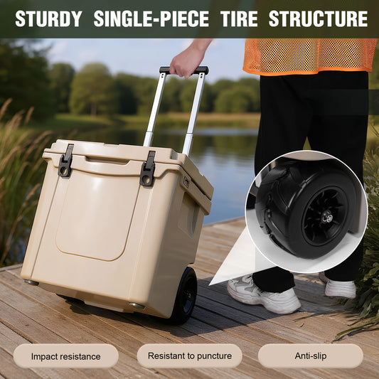 5L Insulated Ultra-Light Wheeled Hard Cooler with Wheels and Handle with Leak-Proof Tight Latches for Beach Camping Picnics More