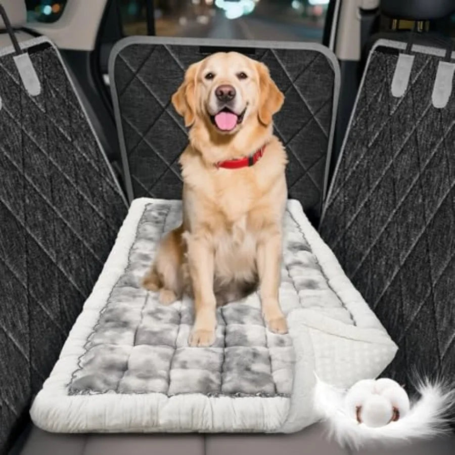 Dog Car Seat Cover 600D Heavy Duty Waterproof Pet Back Seat Extender with Hard Bottom Nonslip Scratch Proof Dog Hammock Machine