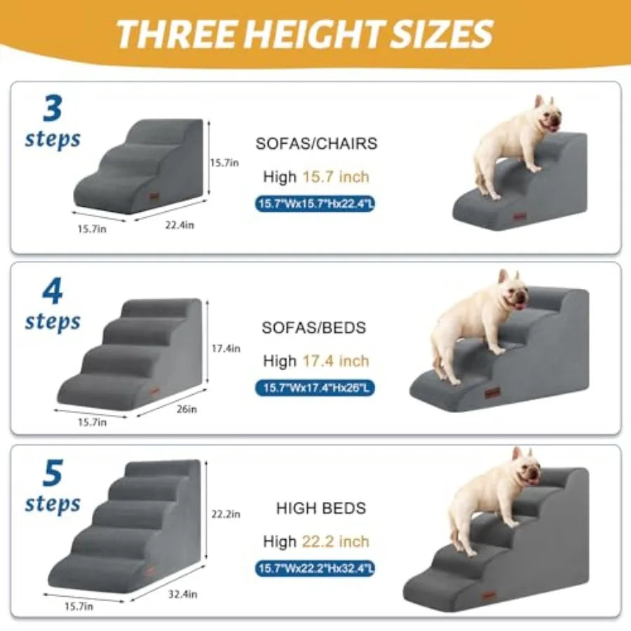 Dog Steps for Bed -Step Dog Stairs Ramp for Small Dogs and Cats Indoor Non-Slip Pet Stairs Suitable for Older Short-Legged
