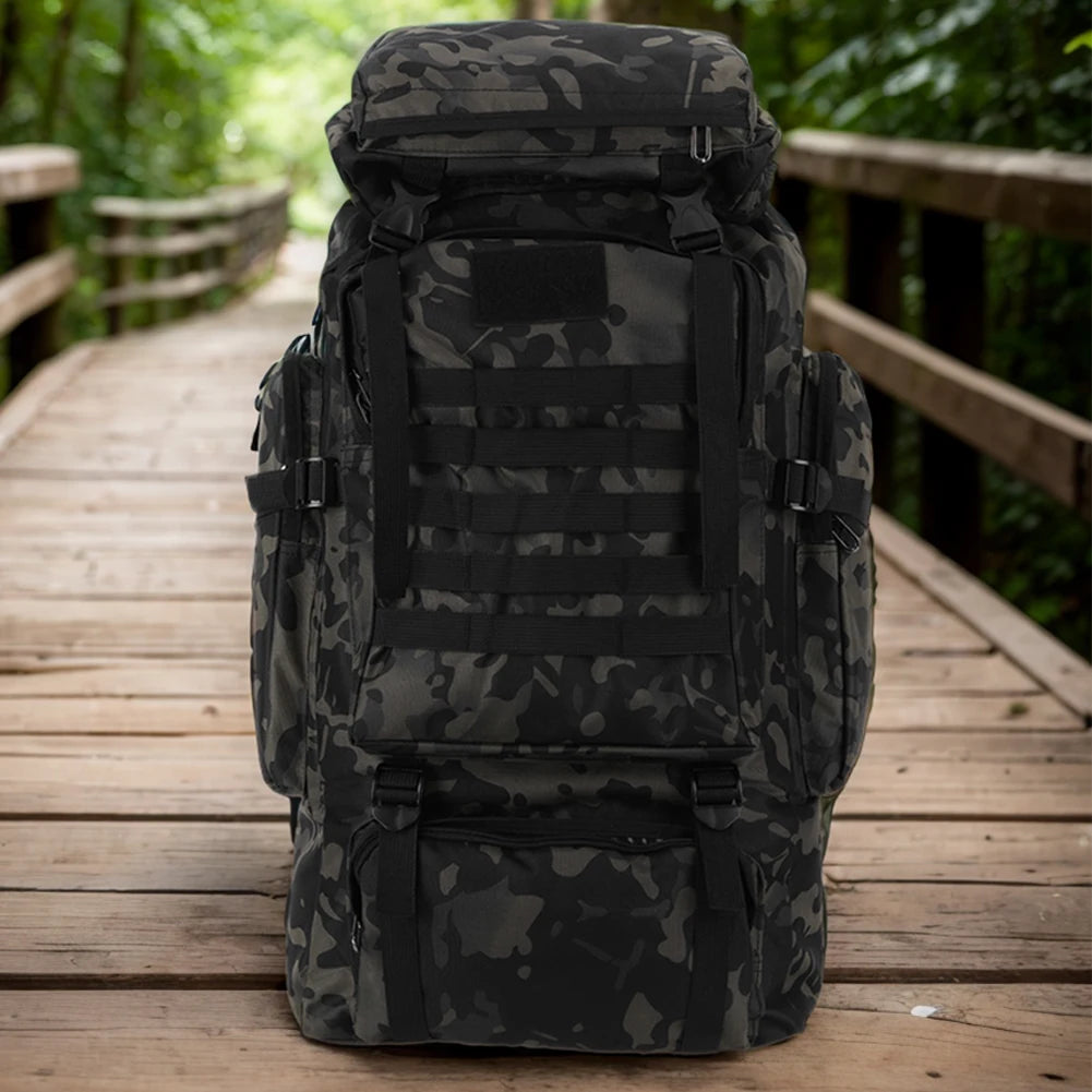 80L Mountaineering Backpack 600D Oxford Cloth Trekking Backpack Wear- Mountain Climbing Rucksack Travel Accessories