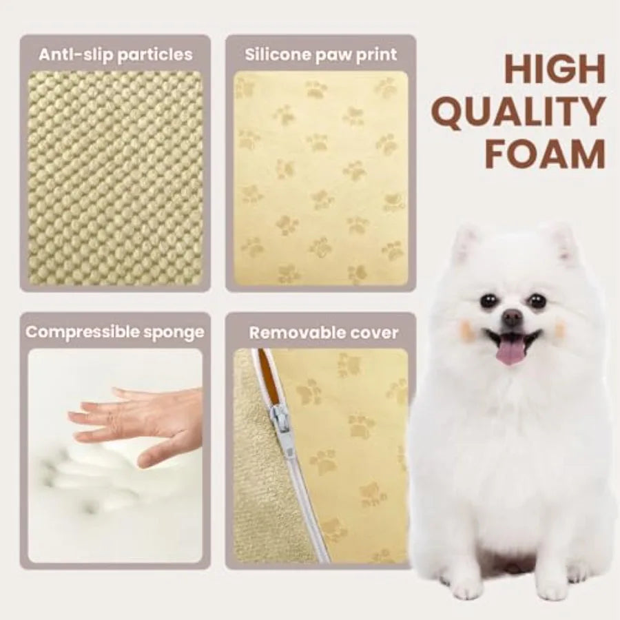 Dog Stairs for Small Dogs, High Density Foam Dog Steps, Extra Wide Non-Slip Pet Ramp for High Beds Or Couch, Soft Doggie Ladder