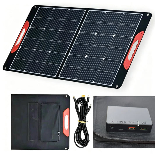 35W 100W Portable Folding Solar Panel with 1 USB Port 1 Type C Fast Charge ETFE Solar Panel Foldable, For Outdoor Use, Phone Charger, RV, Camping