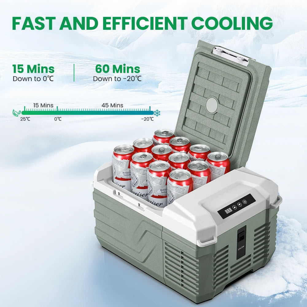 9L Portable Refrigerator 12V/24V Small Car Fridge 100V~240V AC Electric Cooler Plug in Mini Freezer for Camping