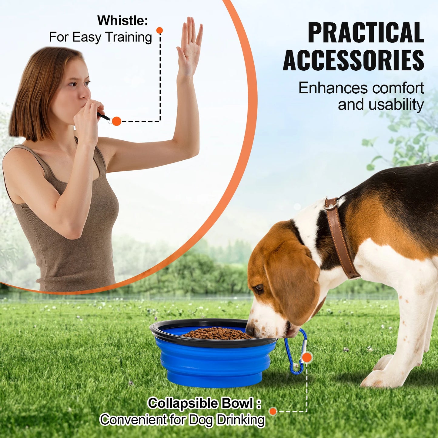 Dog Agility Training Equipment 4 PCS Set with Adjustable High Hurdles 6 Weave Poles Jump Ring Square Pause Box Whistle