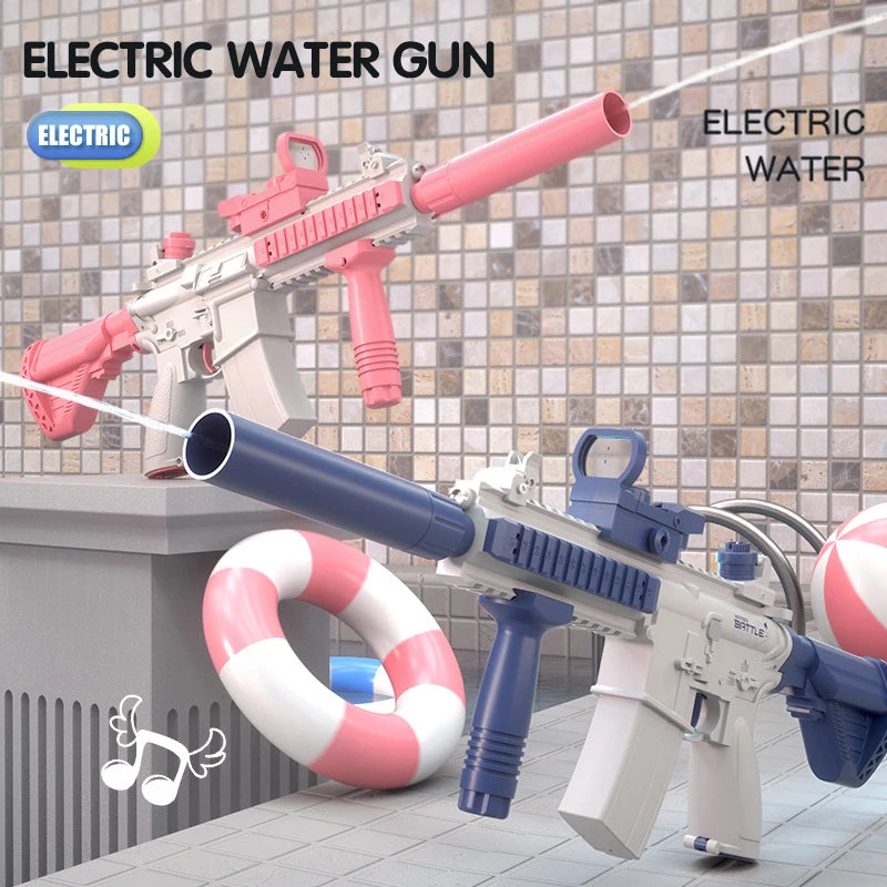 M416 Electric Water Gun Pistol 10M Long Range Portable Guns Children Pool Beach Outdoor Fight Shooting Toys for Kid Games