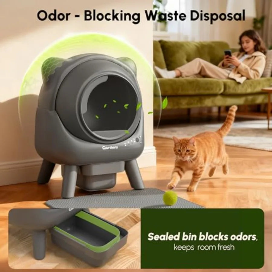 Automatic Litter Box, Self-Cleaning Litter Box, Cat Robot for Multiple Cats, with Smart APP Control and Health Monitoring