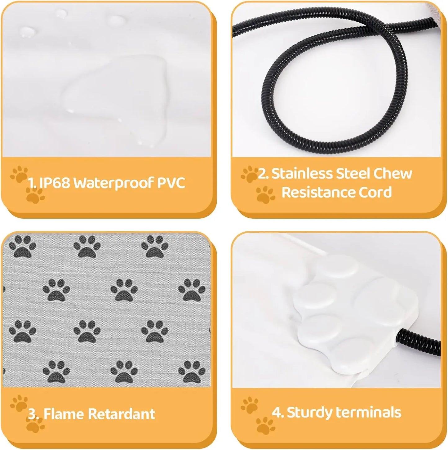 Adjustable Timer Pet Heating Pad for Cats and Dogs, Waterproof Electric Warming Mat with Chew-Resistant Cord