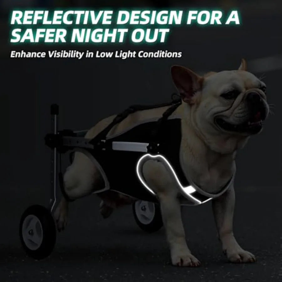 Dog Wheelchair for Back Legs - Lightweight Portable Wheelchair with Reflective Stripes, Adjustable Pet Wheelchair Cart for Seni