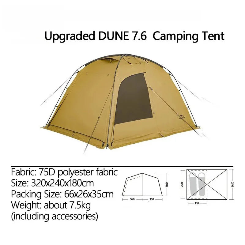 Dune 7.6 Camping Tent 4 Season for 2-4 Persons Waterproof Windproof 1 Room 1 Hall Family Travel Outdoor Large Tent